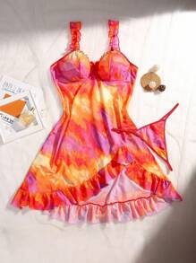 SHEIN 2 pièces Ensemble de lingerie Grande taille avec armature en tulle - Multicolore - Voir 6