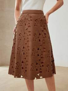 MOTF PREMIUM PU皮革镂空裙 - 棕色 - 查看 2