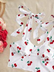 SHEIN VCAY Tops de tirantes y camisetas de mujer, conjuntos de verano, blusas de verano lindas, ropa de verano para mujer, estilo europeo de verano, atuendos de vacaciones, conjuntos de verano, blusas de verano lindas, atuendos de vacaciones - Rojo y blanco - Ver 6