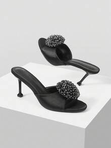 MOTF PREMIUM APPLIQUES PU LEATHER HEELED SANDALS - Black - View 9