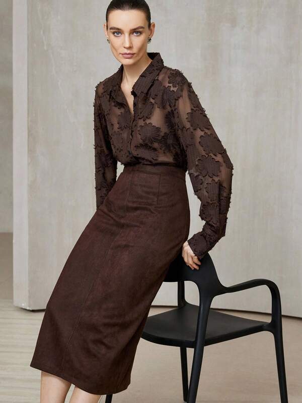 Aveloria Modichic Loose Long Sleeve Floral Cutout Women Shirt