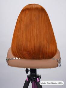 Orange #350 Bob Wig 100% Human Hair 13x4 Transparent Lace Front 180% Density Straight Pre Plucked Natural Hairline Install For Women - S350 - View 3
