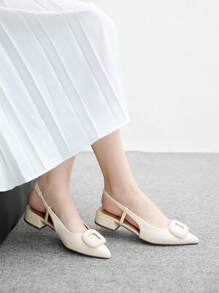 CUCCOO BIZCHIC Women's Fashion Elegant Solid Color Pointed Toe Flats For Christmas Spring Shoes - Beige - View 3