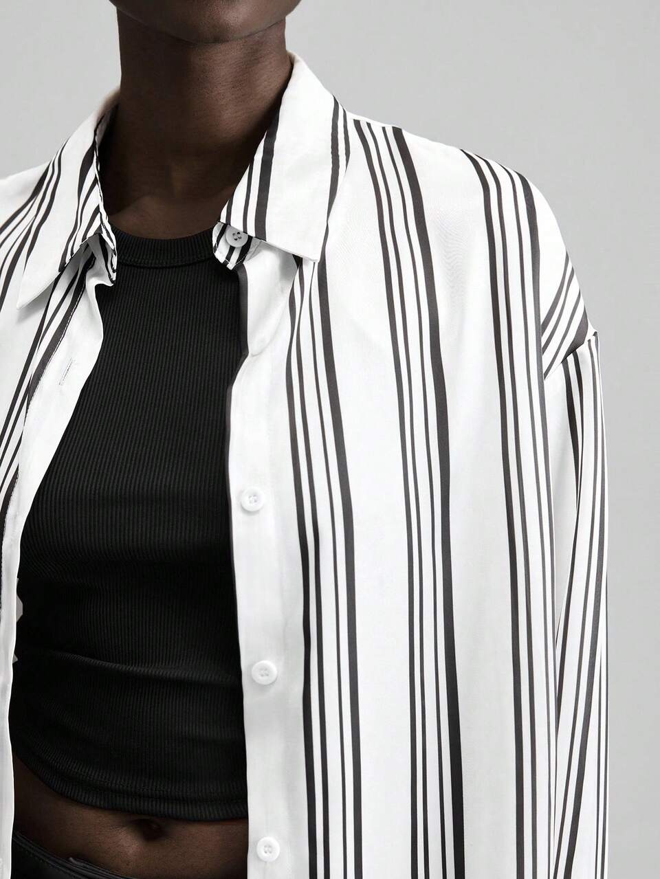 Women's Black And White Striped Shirts,Autumn Chic Office Business Casual Retro Elegant Versatile Basics,Daily Loose Long Sleeve Back To School