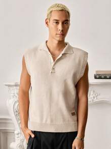 SWAVVY Herren Lässig einfarbige Polo Strickweste, für Herbst und Winter