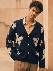 Manfinity NXTstreet Cardigan la modă pentru bărbați, cu nasturi, multicolor, toamnă/iarnă, cardigan tricotat cu fluturi, cardigan cu fluturi, cardigan floral, cardigan tricotat, cardigan cu nasturi, cămașă tricotată cu fluturi, cardigan cu fluturi, cardigan floral, cardigan tricotat, cardigan vintage, cardigan tricotat, cardigan cu nasturi, cămașă cu fluturi, cardigan tricotat cu nasturi - Multicolor - Vizualizare 3