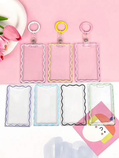 1 pieza Funda protectora de tarjeta de identificación de acrílico transparente con llavero para tarjeta de trabajo, identificación de oficina, escuela, evento, multiusos, transparente, impermeable