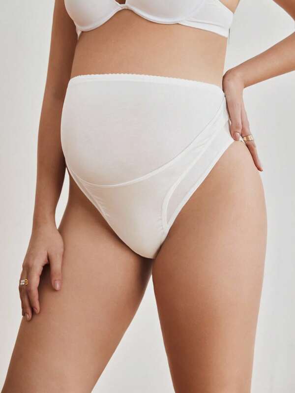 BloomMama Biancheria intima premaman a vita alta in colore unito, comoda, 2 in 1
