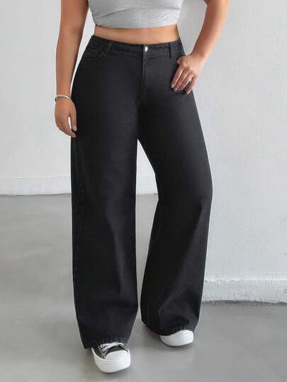 EURMUSE WOMEN HIGH WAIST WIDELEG BLACK WASH JEAN Wide Leg Jeans Women Black Wide Leg Jeans Oversized Jeans Baggy Jeans Black Jeans