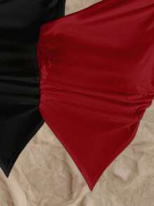 Soleia 2 件女士夏季度假不对称下摆肩带上衣，黑色和红色，适合夏季 - 彩色 - 查看 7