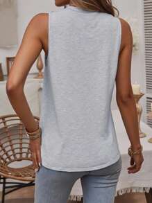 SHEIN Áo ba lỗ không tay in họa tiết bò tót mùa hè - Màu Xám nhạt - Xem 2