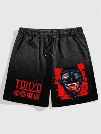Street Life Men Summer Casual Cartoon Print Shorts