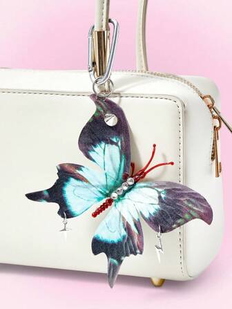 Kawaii Porte-clés papillon en faux accessoire à rivets, décoration cadeau