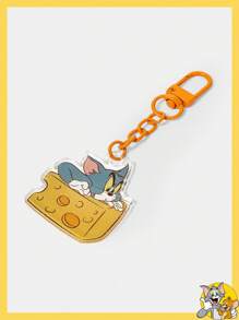 TOM & JERRY X SHEIN Cute Cheese & Cartoon Design Keychain - Multicolor - View 2