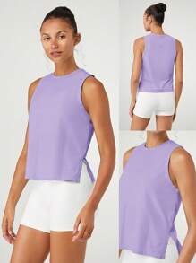 GLOWMODE Pima Cotton Reflective Slit Tank Top Gym - Lilac Purple - View 9