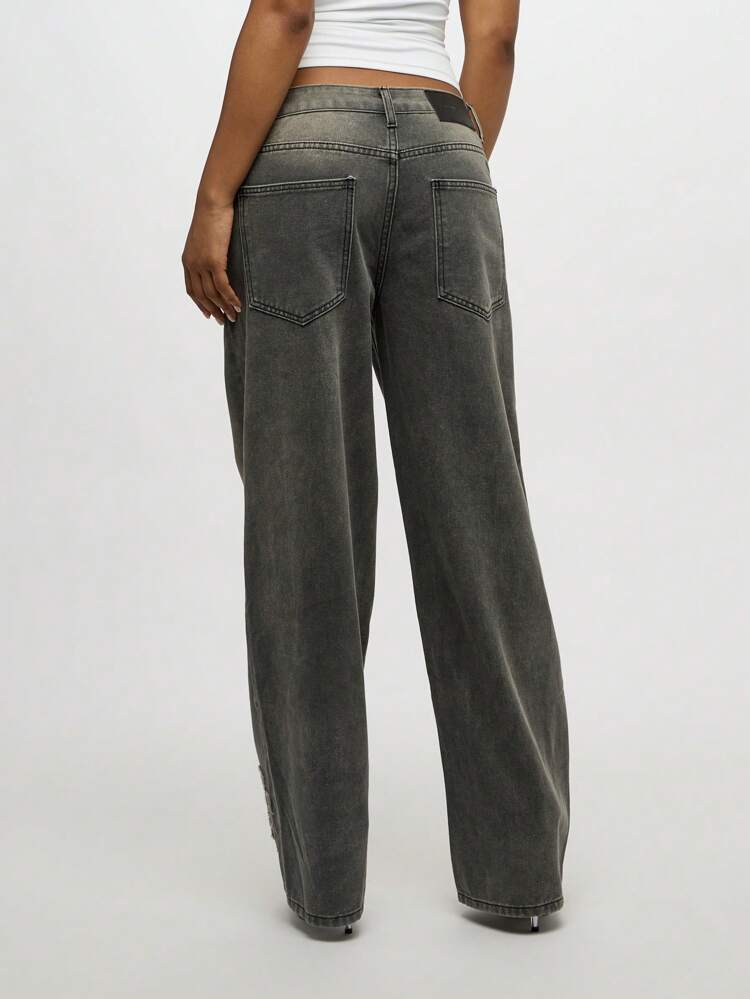 SUMWON WOMEN Wide Leg Jeans With Cross Applique Details