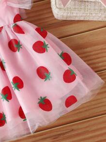 Glamorique Kids Baby Girl Pink Strawberry Glitter Tulle Tutu Dress, Popular Design - Pink - View 6