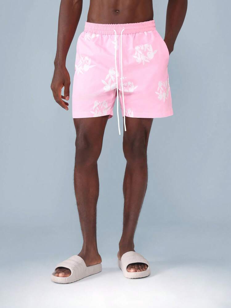 PLAYBOY X SUMWON Abstract Print Pattern Beach Board Shorts