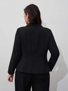 Chikora Plus Size Women's Fashionable Bowknot Business Blazer For Everyday Wear - Black - View 2