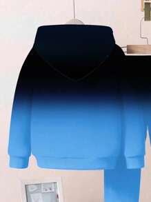 SHEIN 2 件套男童休闲宽松长袖连帽衫，舒适简约设计，适合秋冬季 - 彩色 - 查看 4