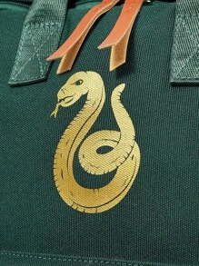 HARRY POTTER X SHEIN 女士时尚字母与蛇纹印花校园背包 - 淺藍色 - 查看 5