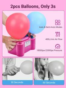 Teckwe 600W Mini Electric Balloon Inflator Pump, Portable Dual Nozzle Electric Balloon Inflator Pump, Suitable For Halloween, Christmas, Birthday, New Year, Wedding Party Decoration, Room Decoration-EU Plug - EU C Type Plug(220-240V) - View 3