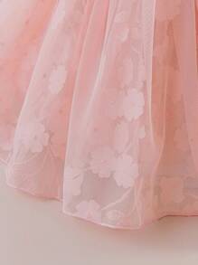 Glamorique Kids Neues Mädchen Jacquard-Netz-Prinzessinen-Kleid, geeignet für Baby Mädchen Alltag, Geburtstagsparty, Hochzeit und andere Anlässe - Pink - Übersicht 5
