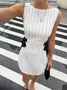 Serisse 夏季休闲时尚街头无袖女式迷你连衣裙 - 杏色 - 查看 4