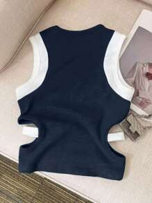 Airaco Casual Minimalist Sleeveless Women Summer Top, Versatile - Navy Blue - View 2