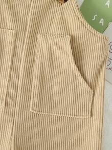 SHEIN 2 pezzi/set Camicia a maniche lunghe con colletto e pantaloni salopette con ricamo a testa d'orso sulla tasca, adatto per bambino unisex, adatto per primavera e autunno, uso quotidiano, viaggi, attività all'aperto, ritorno a scuola, abbigliamento neonato, salopette in velluto a coste per bambino, outfit autunnale per bambino 3M-3T, tutina per neonato, set tutina per neonato - Multicolore - Visualizzare 7