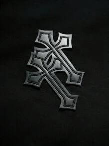 PAVTROS 男士前拉链短袖十字印花衬衫，男士前拉链衬衫，街头风格男装，男士街头时尚衬衫，适合日常穿着、郊游、运动休闲、学校、派对、音乐节、休闲。可作为礼物赠送给朋友、男朋友。