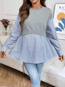 SHEIN Casual Everyday All-Match Round Neck Long Sleeve Comfortable Maternity Sweatshirt