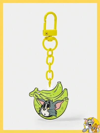 TOM & JERRY X SHEIN Llavero amarillo con diseño de pera y ratón de dibujos animados
