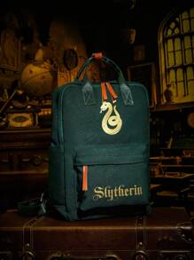 HARRY POTTER X SHEIN 女士时尚字母与蛇纹印花校园背包 - 淺藍色 - 查看 1