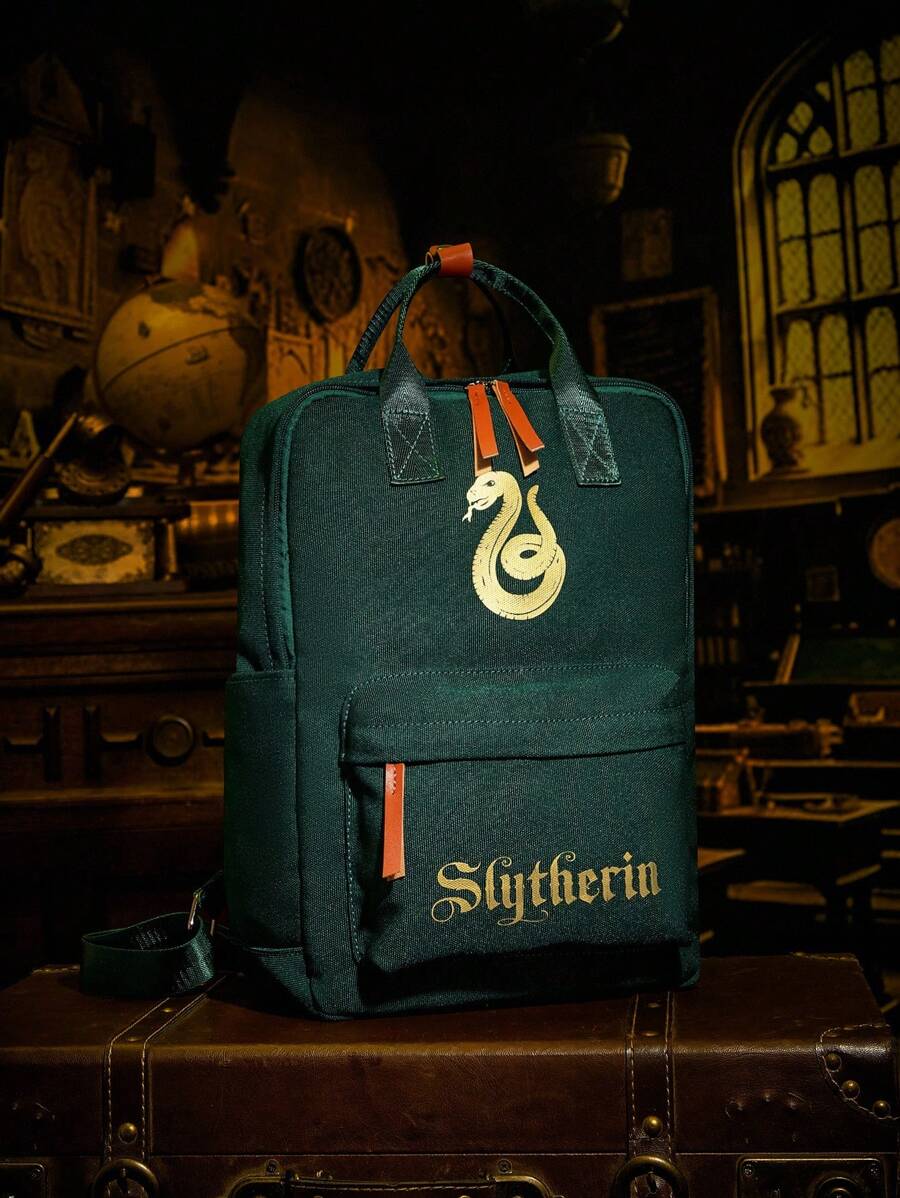 HARRY POTTER X SHEIN 女士时尚字母与蛇纹印花校园背包 - 淺藍色 - 查看 1