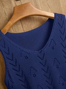 EMERY ROSE Áo len không tay màu trơn thường ngày cho nữ - Màu xanh hải quân - Xem 3