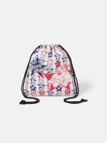 LOONEY TUNES X SHEIN Fashionable Cute Cartoon Dog Print Drawstring Lightweight Travel Organizer Bag - Multicolor - View 8