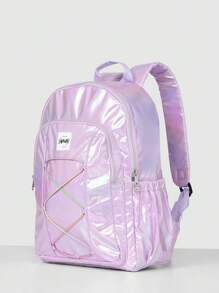 SUMWON Kids School Backpack With Holographic Finish Elastic Crisscross Design Water Resistant Travel Daypack For Primary Middle School Students Casual Everyday Use - Pink - View 1