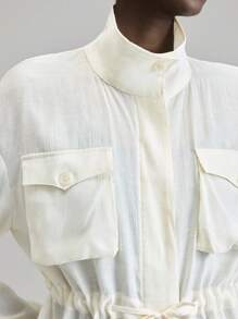 Ontre 2025 秋冬季女士夹克，适合秋季、冬季、返校、万圣节、圣诞节、教师、夜间外出、商务休闲，长袖轻便夹克，带口袋 - 白色 - 查看 8