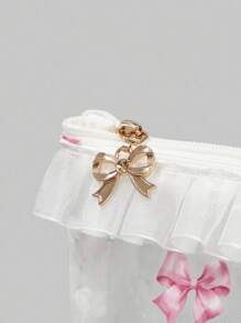 ROMWE Kawaii Bow Pattern: 401422 Transparent PVC Heart Lace Clutch Makeup Bag Coin Purse Earphone Lipstick Portable Storage Bag, Gift - White - View 5