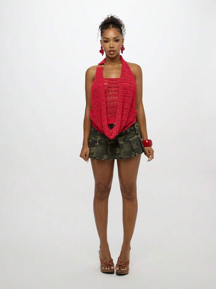 SUMWON WOMEN Top dos nu en crochet avec anneau en métal