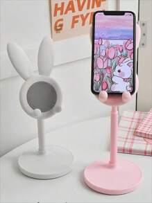 SHEIN 1 Stück kompakter ABS und Aluminium verstellbarer, faltbarer weißer Hasen-förmiger Tablet- und Smartphone-Ständer für Hochzeit und Geburtstag und Heimdekoration, Raumdekoration, Bürodekoration, Rückkehr zur Schule