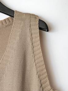 EMERY ROSE Áo len chui đầu không tay màu trơn thời trang mới cho nữ, phong cách tối giản - Màu Khaki - Xem 6