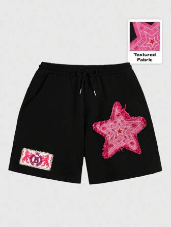 Street Life Plus Size Women's Embroidered Casual Shorts, Suitable For Spring And Summer
