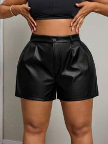 SHEIN PETITE CURVE Pantalones cortos elegantes y casuales para tallas grandes, para primavera/verano