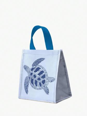 Fairycore Ocean Theme Sea Turtle Pattern Insulated Lunch Bag, Functional Bag, Lunch Box, Cooler Bag For Back To School, Spring/Summer