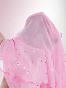 Amplova Sexy Plunging Neck Layered Women Mini Dress - Pink - View 10