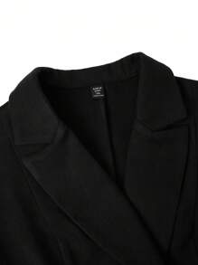 SHEIN Clasi 大码纯色长袖收腰休闲外套秋冬女装 - 黑色 - 查看 6