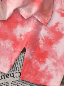 SHEIN 2 件年轻女孩休闲简约短袖上衣和短裤套装，适合夏季 - 彩色 - 查看 6