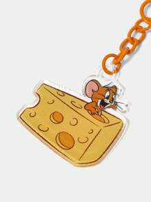 TOM & JERRY X SHEIN 时尚可爱的Cheese & Jerry 设计钥匙扣 - 彩色 - 查看 3